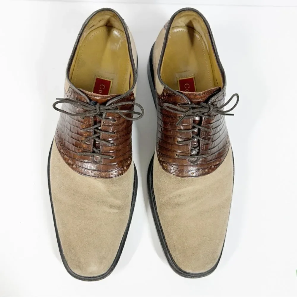 Cole Haan Nike Air Suede Embossed Leather Saddle Oxford Tan Brown Size 8